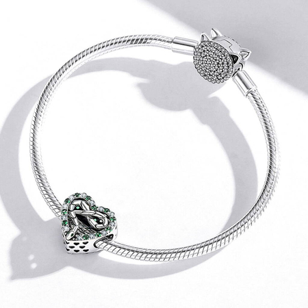 Srebrna przywieszka pr 925 Charms serce wąż infinity cyrkonie  PAN193