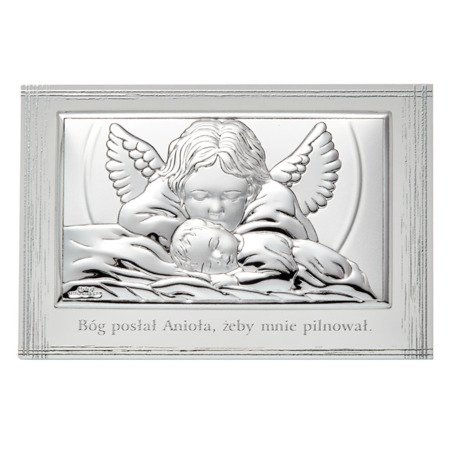 Obrazek srebrny Aniołek nad dzieciątkiem 81288PL