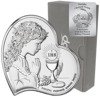 Obrazek Srebrny Pamiątka I Komunii dla dziewczynki Serce z podpisem DS03A